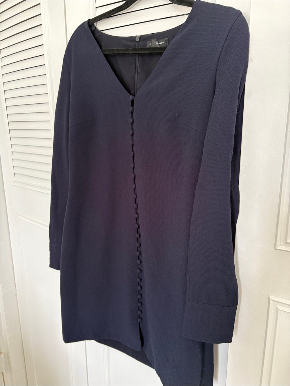 Club Monaco Navy V-Neck Button-Front Dress